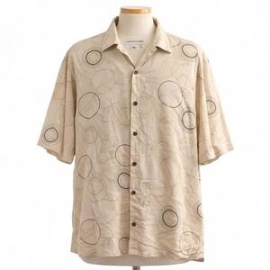 Pronto Uomo 100% silk abstract circle button down shirt XXL